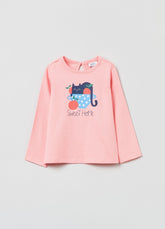 Ovs Cotton T-Shirt With Kitten Print
